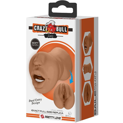 Masturbatore doppio Crazy Bull Zoey con aperture bocca e vagina in materiale morbido colore carne.