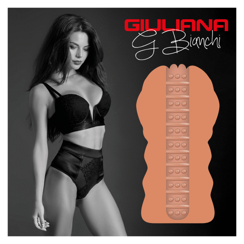 Masturbatore vagina Giuliana Cyber Girls by Jamyjob Signature, dettaglio interno realistico e morbido, prodotto per adulti.