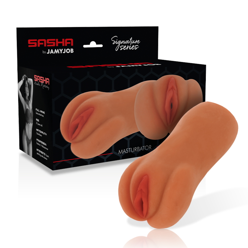 Masturbatore vagina Sasha della linea Cyber Girls by Jamyjob Signature, dettaglio realistico e morbido, ideale per il piacere personale