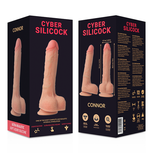 Silicone liquido morbido CYBER SILICOCK Connor, realistico, lungo 20.5 cm, con dettagli naturali, immagine in primo piano.