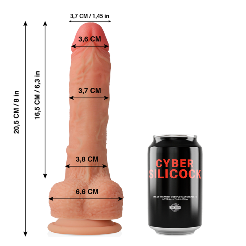 Silicone liquido morbido CYBER SILICOCK Connor, 20,5 cm, ultra realistico, con dettagli realistici e superficie liscia.