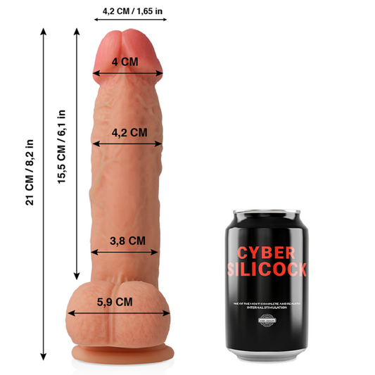 Silicone liquido morbido CYBER SILICOCK Saul, realistico, 21 cm, con dettagli anatomici e superficie liscia.