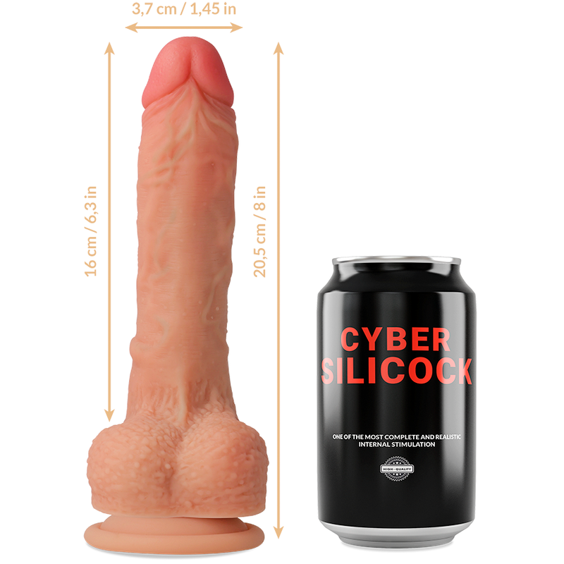 Silicone liquido strap-on Connor CYBER SILICOCK con 3 anelli in omaggio, lunghezza 20,5 cm, diametro 3,7 cm, dettaglio visibile