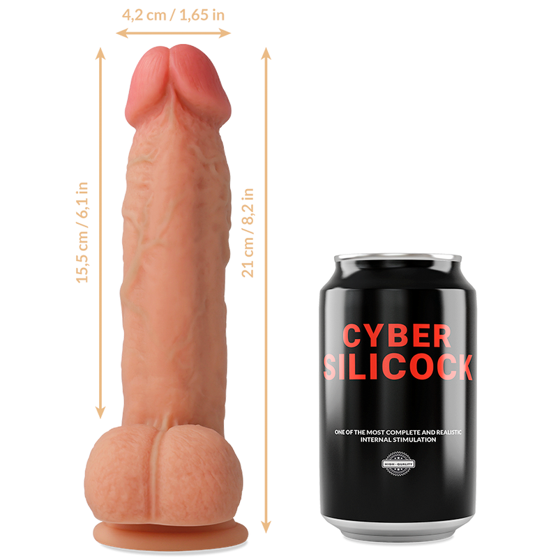 Silicone liquid strap-on Cyber Silicock Saul con 3 anelli, lunghezza 15,5 cm e diametro 4,2 cm, immagine del prodotto.