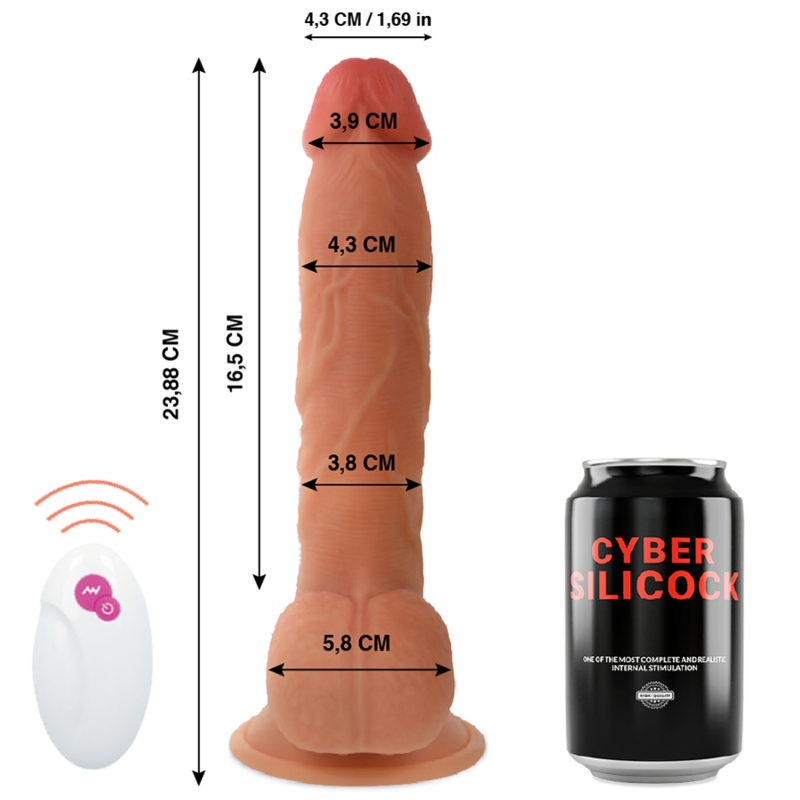 Telecomando realistico Cyber Silicock Master Ben, lunghezza 23,88 cm, con dettagli realistici e finitura in silicone.