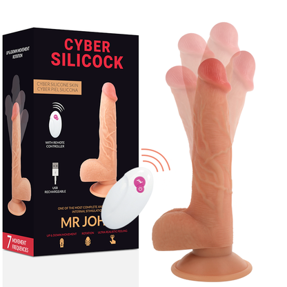 Telecomando realistico Cyber Silicock Mr John, 23,88 cm di lunghezza e 4,3 cm di diametro, con dettagli realistici in silicone.