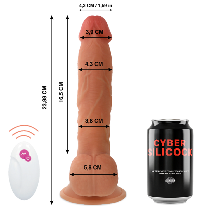 Telecomando realistico CYBER SILICOCK Mr John, 23,88 cm di lunghezza e 4,3 cm di diametro, simile a un oggetto reale in silicone.