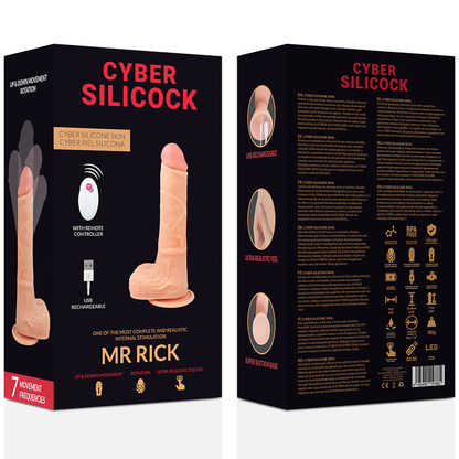 Telecomando realistico Cyber Silicoock Mr Rick, 20.9 cm di lunghezza, in silicone, dettaglio di design realistico.