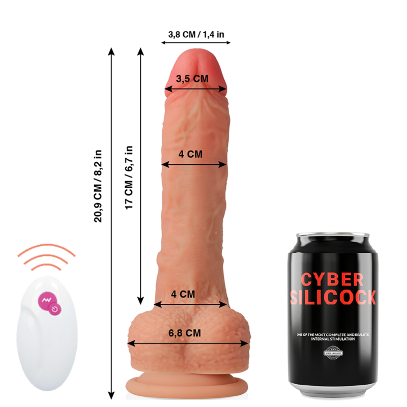 Telecomando realistico CYBER SILICOCK Mr Rick, 20,9 cm, design dettagliato in silicone, con bottoni e manico ergonomico.