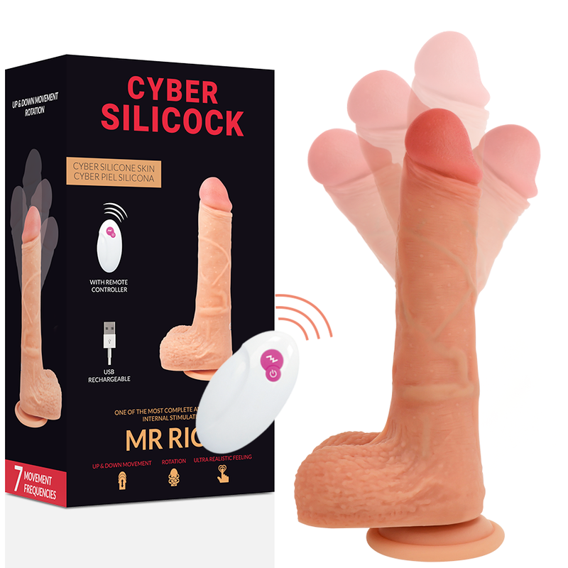 Telecomando realistico CYBER SILICOCK Mr Rick, 20,9 cm, in silicone nero con dettagli realistici.