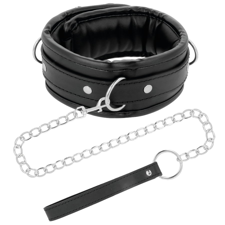 Collana in morbida pelle con catena Darkness Bondage, accessorio elegante e resistente, visibile in dettaglio nell'immagine.