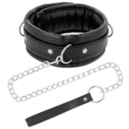 Collana in morbida pelle con catena Darkness Bondage, accessorio elegante e resistente, visibile in dettaglio nell'immagine.