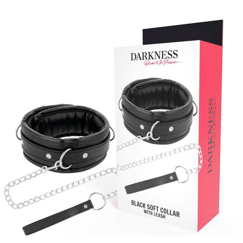 Collana in morbida pelle con catena di Darkness Bondage, accessorio di stile con dettagli in metallo.
