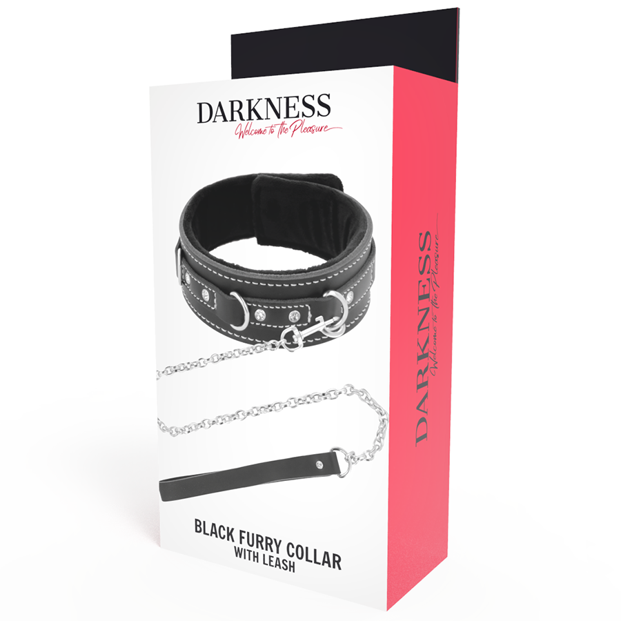 Collana in pelle di alta qualità con guinzaglio, prodotto DARKNESS BONDAGE, dettagli in pelle e chiusura robusta.