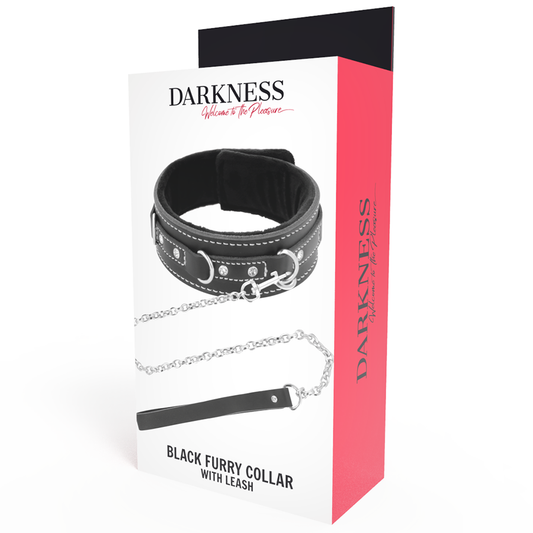 Collana in pelle di alta qualità con guinzaglio, prodotto DARKNESS BONDAGE, dettagli in pelle e chiusura robusta.