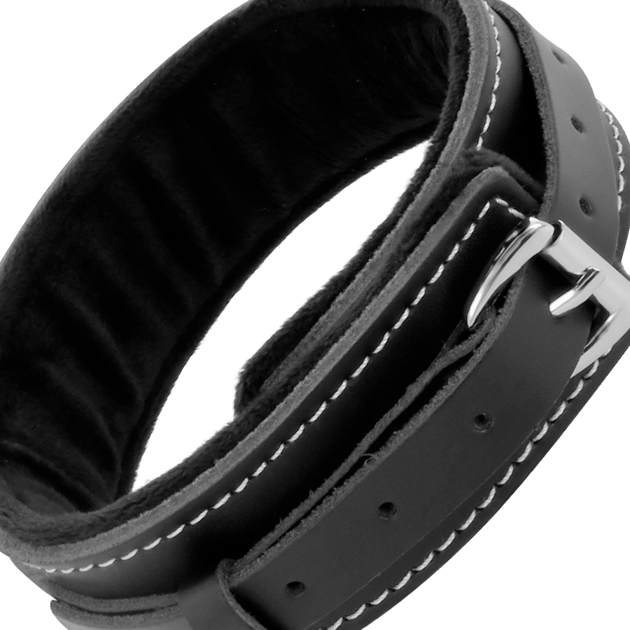 Collana in pelle di alta qualità con guinzaglio DARKNESS BONDAGE, accessorio in pelle nero per bondage e giochi di ruolo.