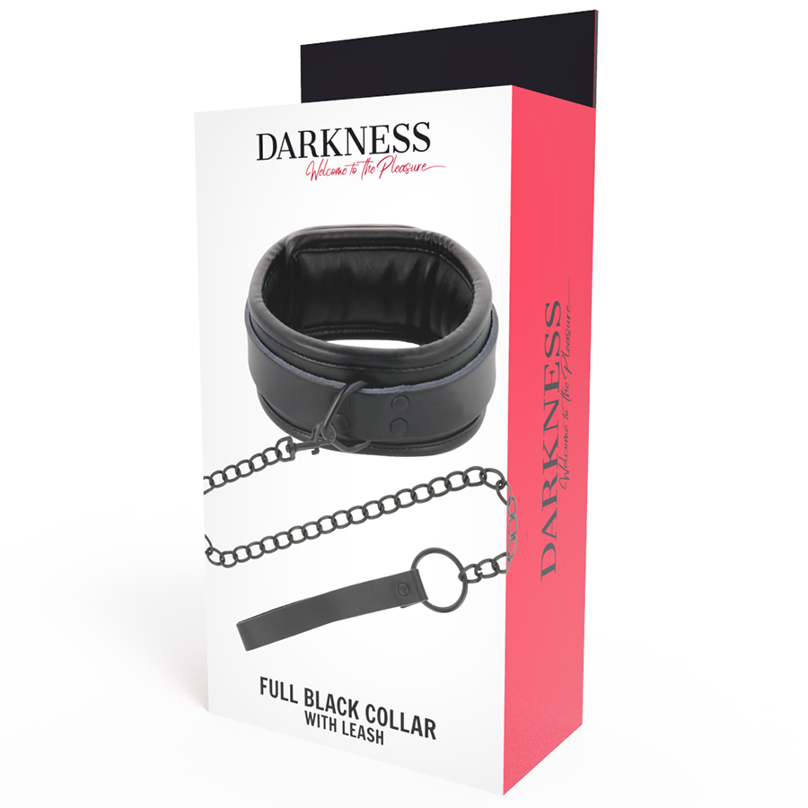 Collana nera DARKNESS BONDAGE con catena in metallo, stile dark e moderno, visibile in primo piano.