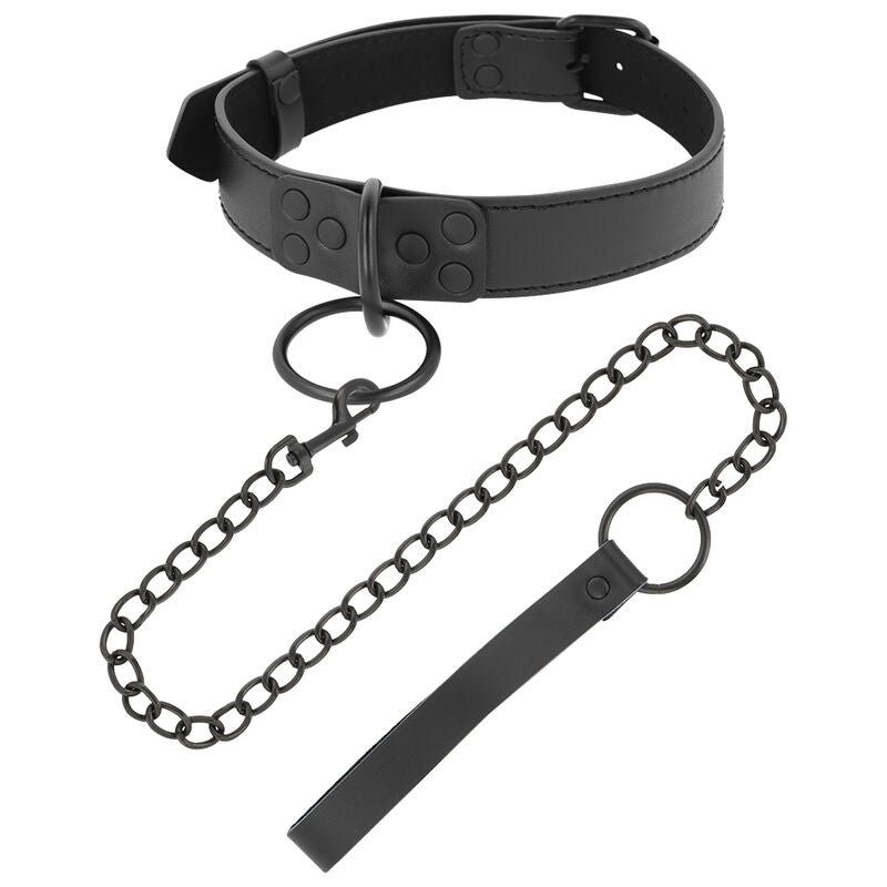 Collana nera Darkness Bondage con catena in metallo, elegante e originale, con dettagli metallici e design moderno.