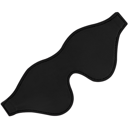 Maschera nera DARKNESS BONDAGE, maschera di pelle nera con dettagli in rilievo, ideale per giochi di bondage.