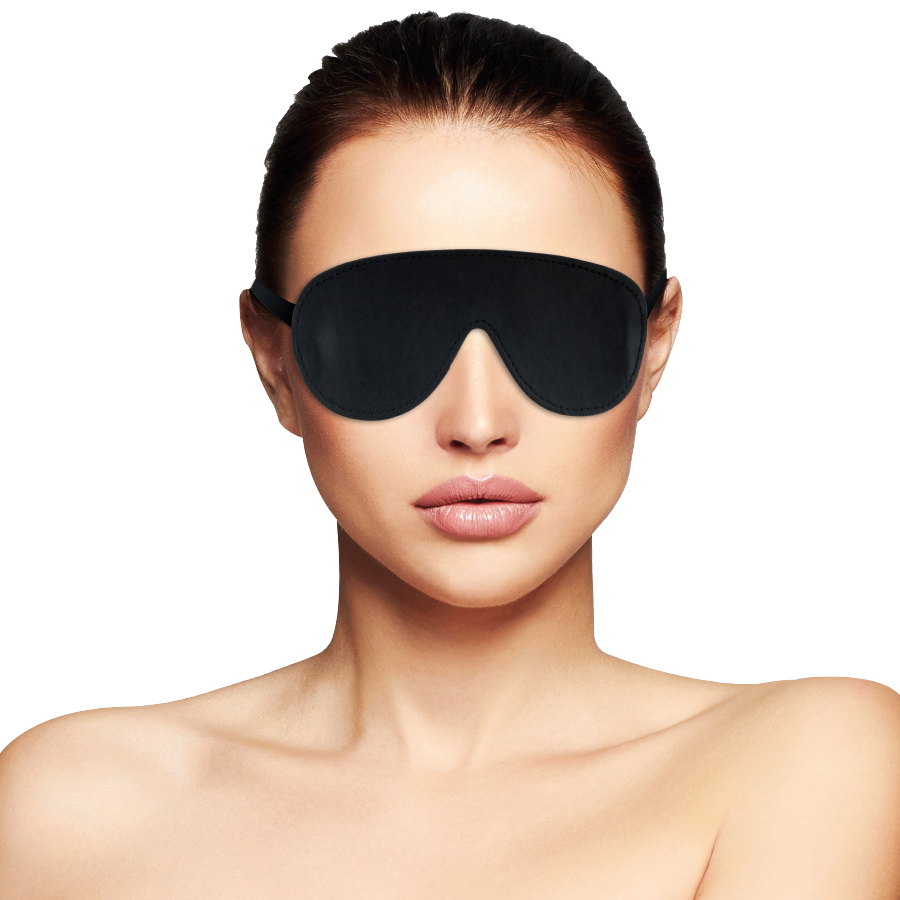 Maschera nera di alta qualità Darkness Bondage, modello con dettagli in pelle e design avvolgente, ideale per giochi di ruolo.