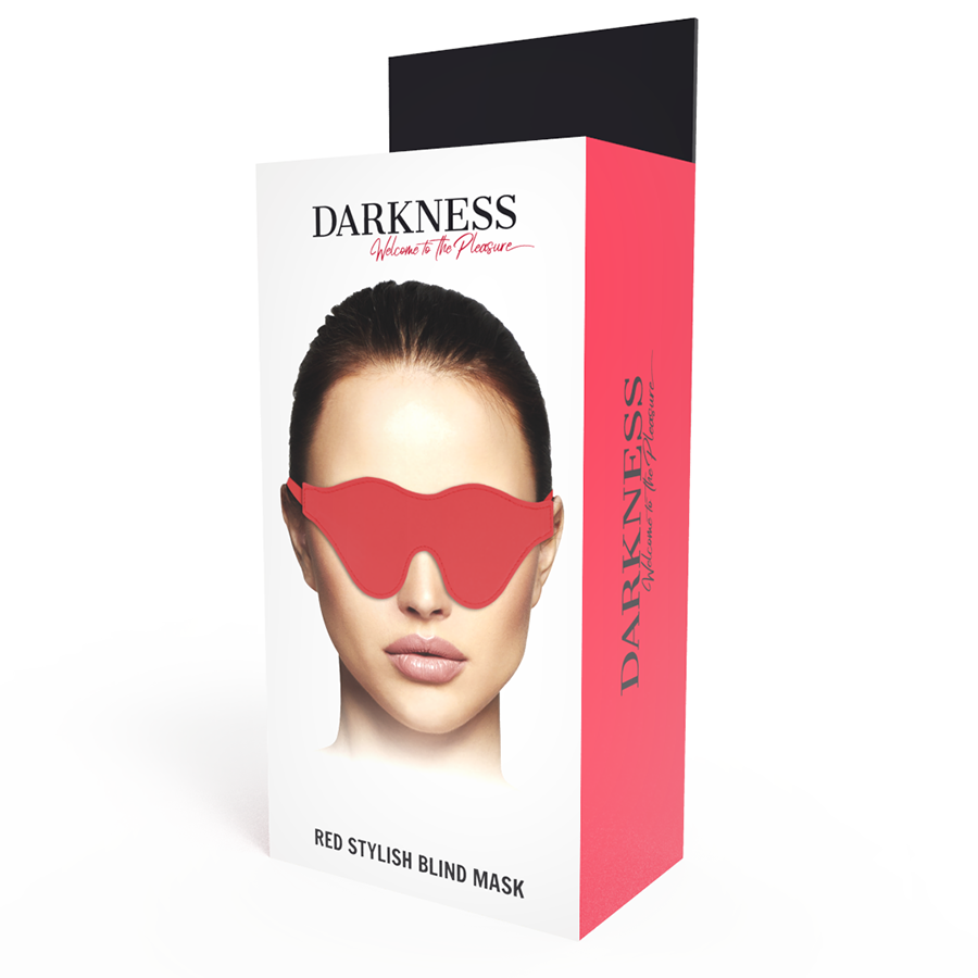 Maschera rossa DARKNESS BONDAGE, in tessuto, con dettagli di design, ideale per costumi e accessori BDSM.