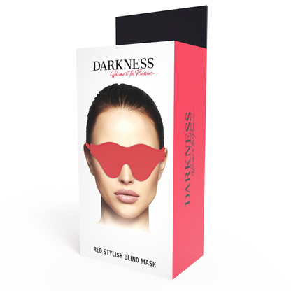 Maschera rossa DARKNESS BONDAGE, in tessuto, con dettagli di design, ideale per costumi e accessori BDSM.