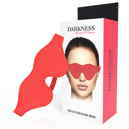 Maschera rossa Darkness Bondage, stile misterioso e seducente, con dettagli in tessuto nero e design avvolgente per giochi BDSM