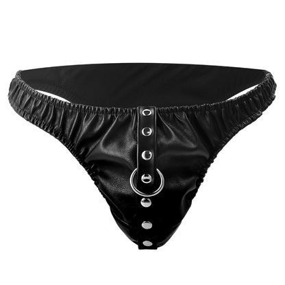 Perizoma di sottomissione DARKNESS BONDAGE con catena in metallo, tessuto nero e dettagli di metallo per bondage e ruolo dominante.