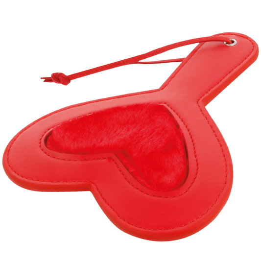 Sensuale mascherina fetish LOVE ROSSO di DARKNESS SENSATIONS, in materiale rosso con dettagli in pizzo per giochi di ruolo BDSM