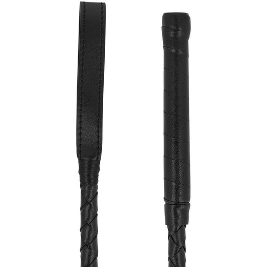 Flauto BDSM nero DARKNESS - FETISH WHIP NERO di DARKNESS SENSATIONS, dettagli in pelle e manico robusto.