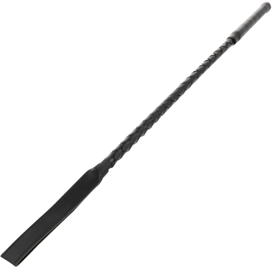 Frusta BDSM nera di 70 cm della linea Darkness Sensations, manico e frusta in pelle sintetica, ideale per giochi fetish.
