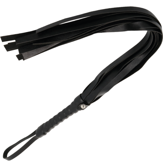 Frusta bondage nera DARKNESS SENSATIONS lunga 45 cm, con impugnatura antiscivolo e finitura in pelle sintetica.