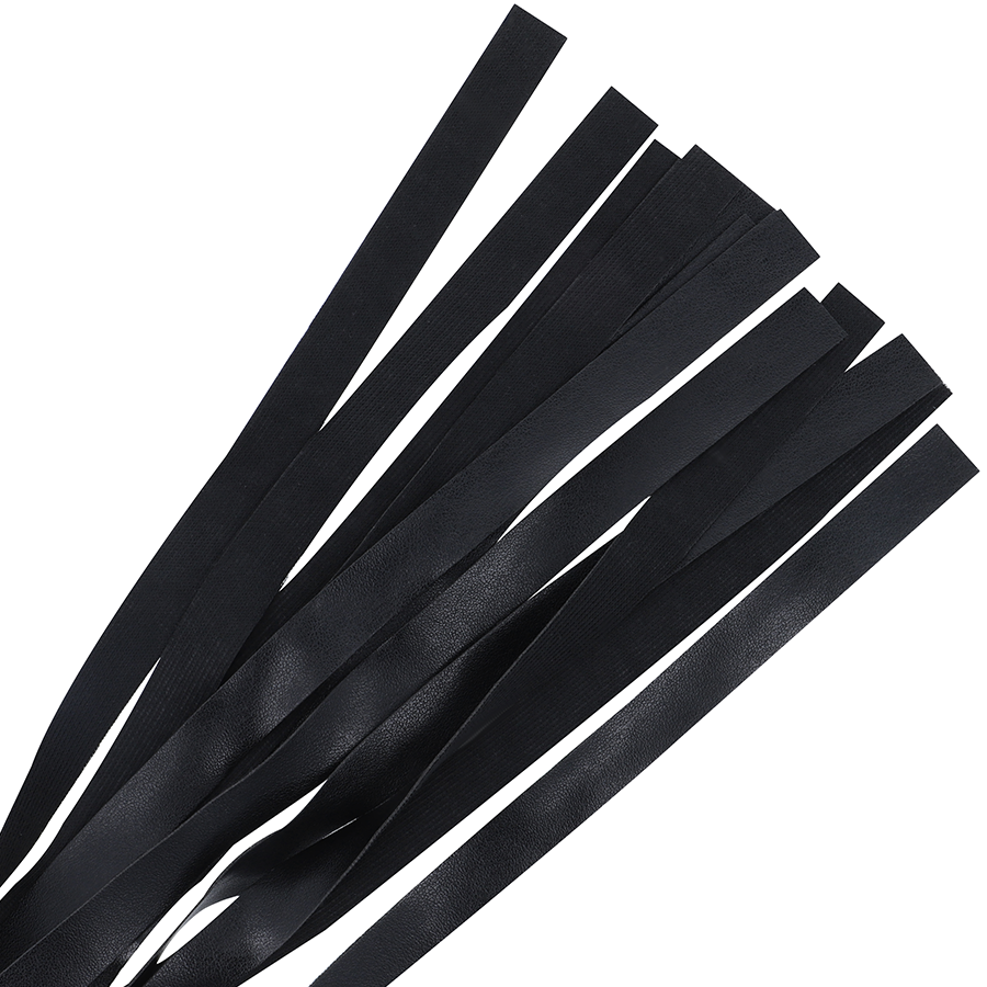 Frusta bondage nera Darkness Sensations lunga 51 cm con impugnatura ergonomica, perfetta per giochi BDSM e pratiche di dominazione.