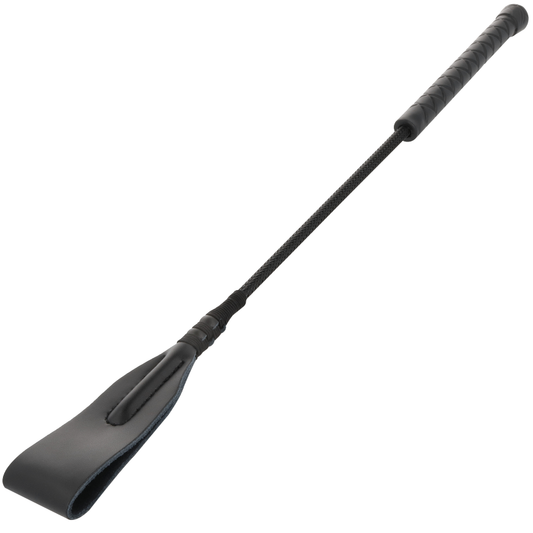 Frusta in cuoio da 45 cm Darkness Sensations, manico resistente e dettagli in pelle, ideale per giochi di ruolo e pratiche BDSM