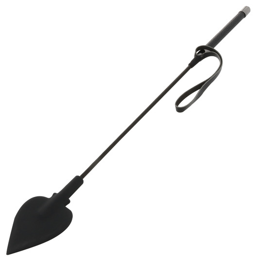 Frusta in silicone nero Darkness Sensations lunga 60 cm, manico ergonomico e superficie liscia per massaggi e piacere.