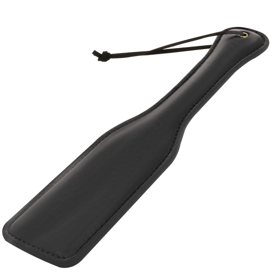 Pala fetish originale in pelle nera DARKNESS SENSATIONS con dettagli robusti e design elegante, perfetta per giochi BDSM.