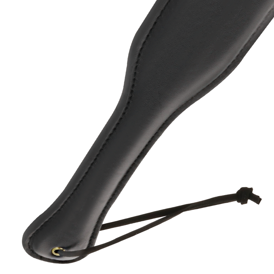Pala fetish originale in pelle nera DARKNESS SENSATIONS, con dettagli robusti e finitura liscia, ideale per giochi di ruolo.