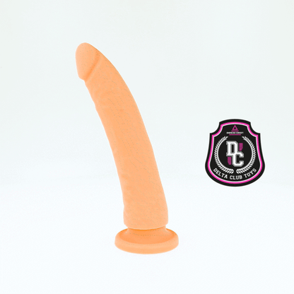 Dildo in silicone medico naturale DELTACLUB, lunghezza 17 cm, diametro 3 cm, con superficie liscia e dettagli realistici