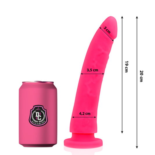 Dildo medico rosa in silicone DELTA CLUB, 20 cm di lunghezza e 4 cm di diametro, con dettagli realistici e superficie liscia