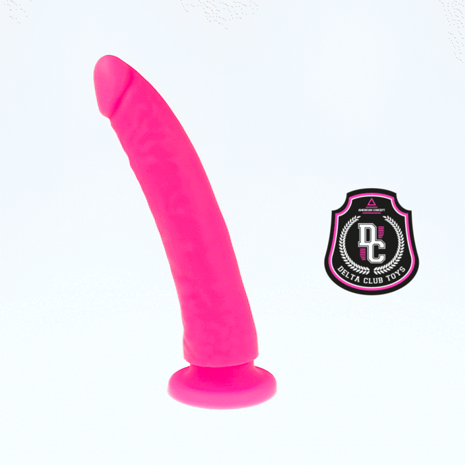 Dildo medico rosa in silicone DELTACLUB, lungo 20 cm e diametro di 4 cm, con dettagli realistici e superficie liscia.