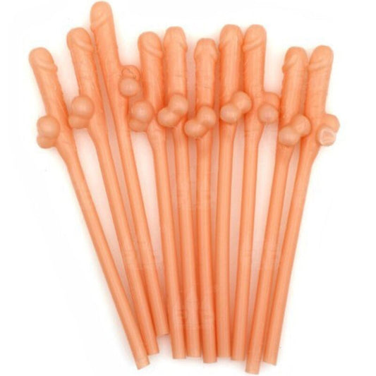 Cannucce di Diablo Picante a forma di pene, set da 10, con dettagli realistici e colori vivaci.