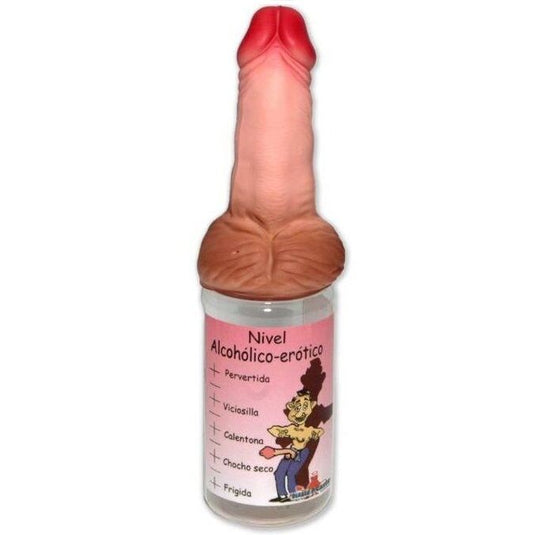 Bottiglia di Diablo Picante Pene alcolica livello carne da 360 ml, etichetta con immagine del prodotto e dettagli sulla bottiglia