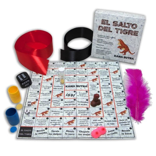 Gioco di società Diablo Picante Il gioco del salto della tigre con tessere colorate e una tavola di gioco.