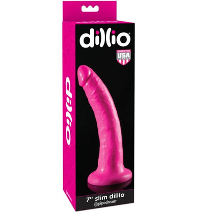 Dildo rosa DILLIO lungo 17,8 cm con superficie liscia, ideale per piacere e stimolazione, visibile in immagine.