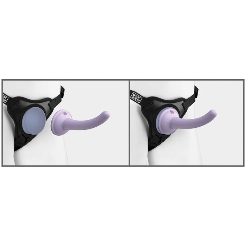 Imbragatura viola DILLIO, modello Body Dock, con design elegante e dettagli regolabili, visibile in primo piano.