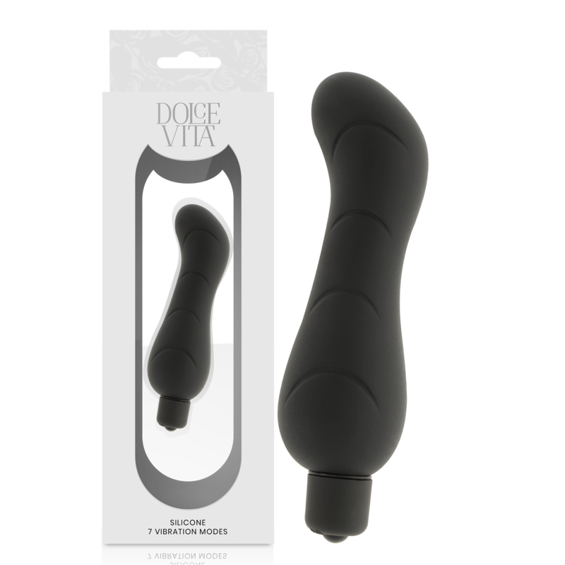 Inserto in silicone nero Dolce Vita G-Spot, forma ergonomica e dettagli dettagliati, ideale per stimolazione del punto G