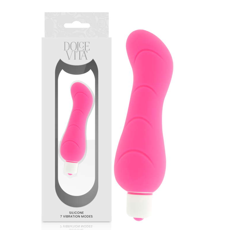 Vibratore G-Spot Dolce Vita in silicone rosa, design ergonomico e morbido, ideale per stimolazione intensa e confortevole.