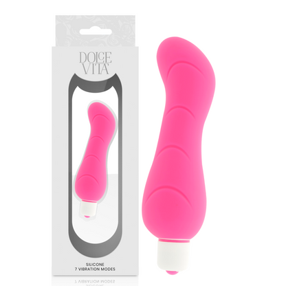 Vibratore G-Spot Dolce Vita in silicone rosa, design ergonomico e morbido, ideale per stimolazione intensa e confortevole.