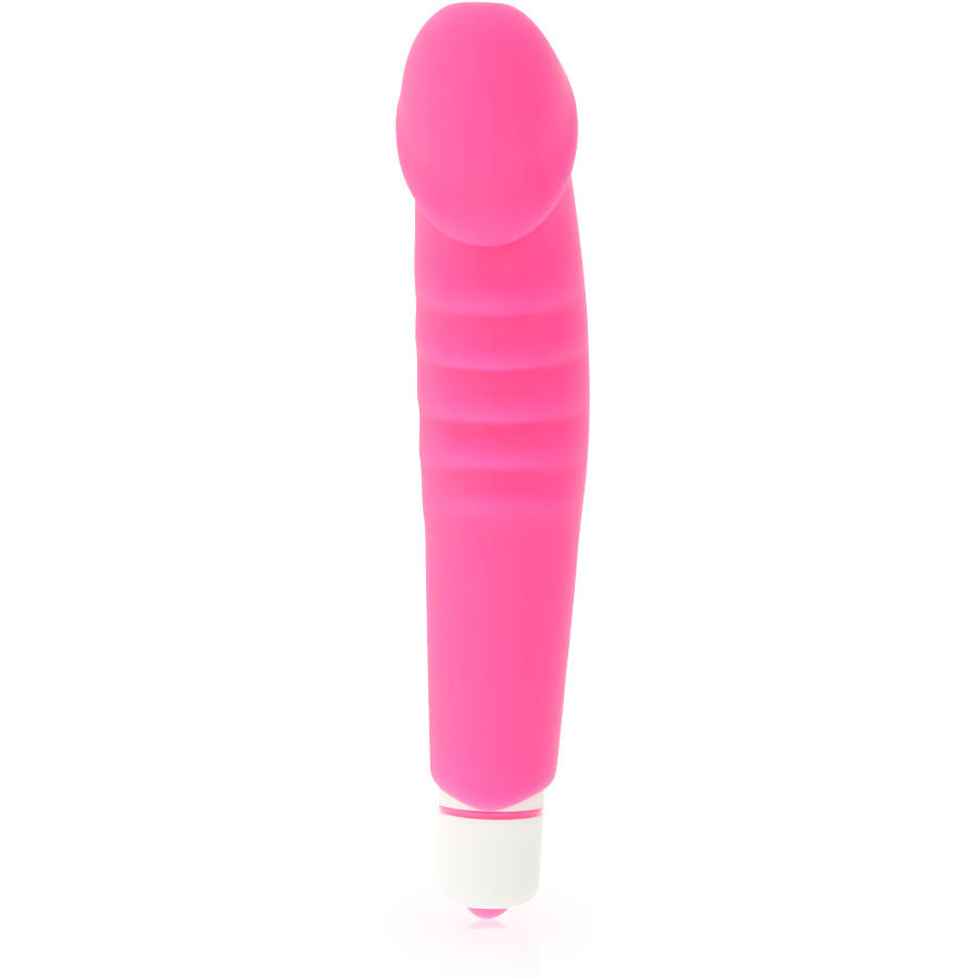 Silicone realistico Dolce Vita Pleasure Pink, modello di sex toy con dettagli realistici e superficie liscia, color rosa brillante.