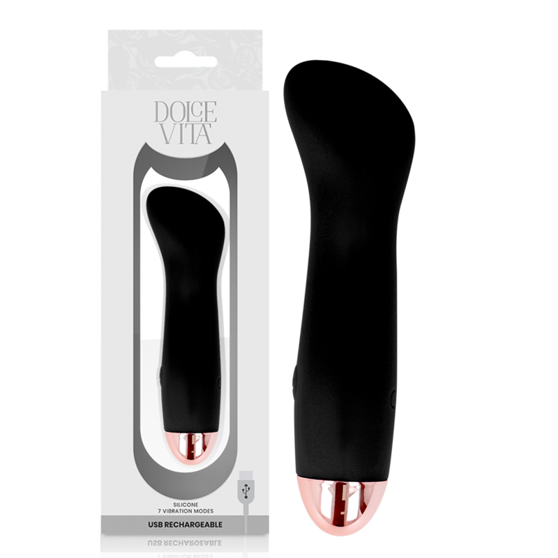 Vibratore ricaricabile Dolce Vita One nero con 10 velocità, prodotto di sex toy e stimolazione personale.
